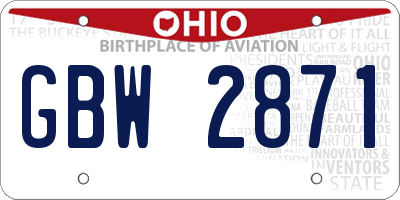 OH license plate GBW2871