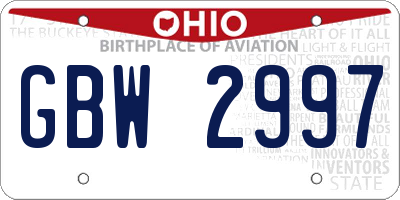 OH license plate GBW2997