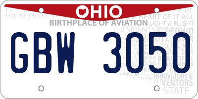 OH license plate GBW3050