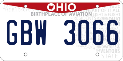 OH license plate GBW3066