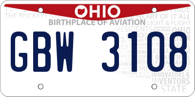 OH license plate GBW3108