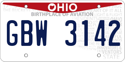 OH license plate GBW3142