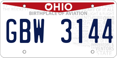 OH license plate GBW3144
