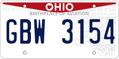OH license plate GBW3154