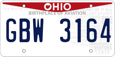 OH license plate GBW3164