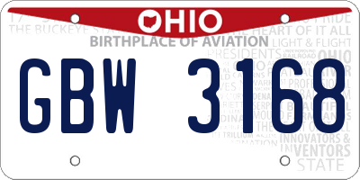 OH license plate GBW3168