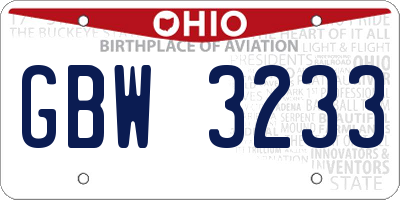 OH license plate GBW3233