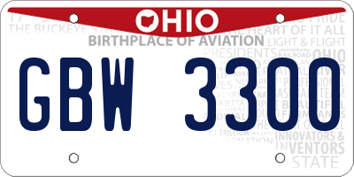 OH license plate GBW3300
