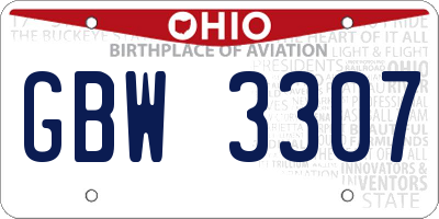 OH license plate GBW3307