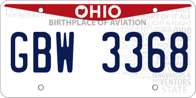 OH license plate GBW3368