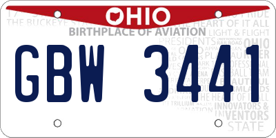 OH license plate GBW3441