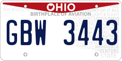 OH license plate GBW3443