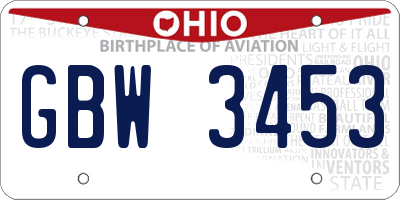 OH license plate GBW3453