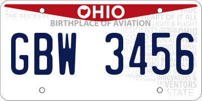 OH license plate GBW3456