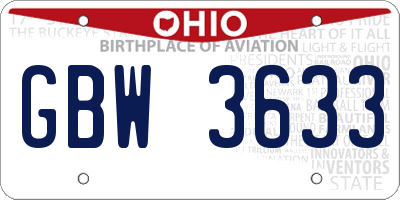 OH license plate GBW3633