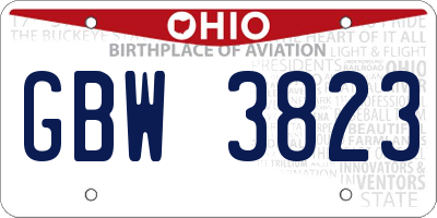 OH license plate GBW3823