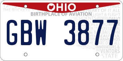 OH license plate GBW3877