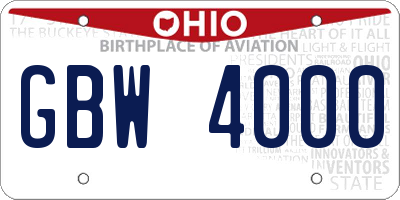OH license plate GBW4000