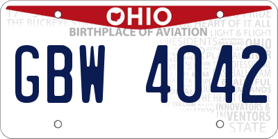OH license plate GBW4042
