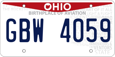 OH license plate GBW4059