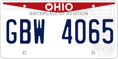 OH license plate GBW4065
