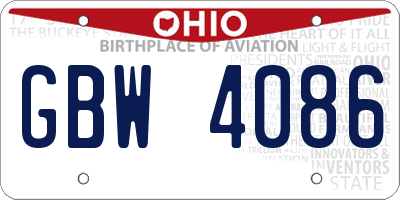 OH license plate GBW4086