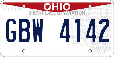 OH license plate GBW4142
