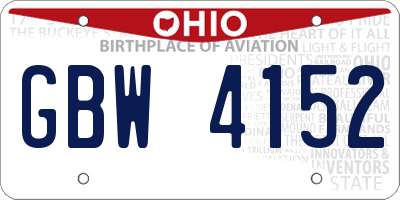OH license plate GBW4152