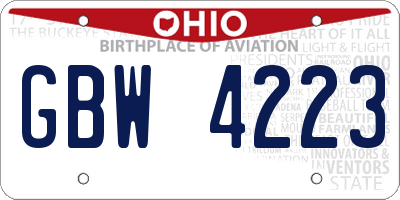 OH license plate GBW4223