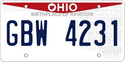 OH license plate GBW4231
