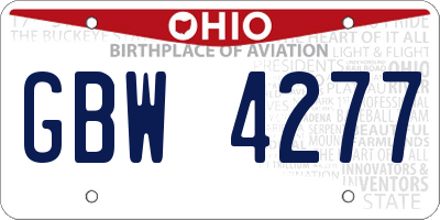 OH license plate GBW4277