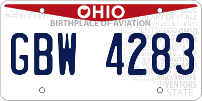 OH license plate GBW4283