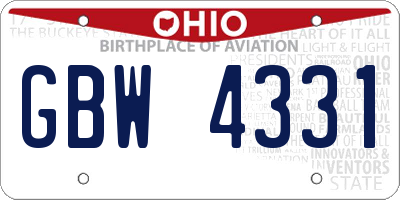 OH license plate GBW4331