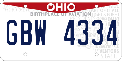 OH license plate GBW4334