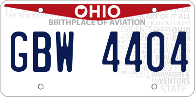 OH license plate GBW4404
