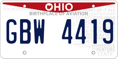 OH license plate GBW4419