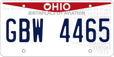 OH license plate GBW4465