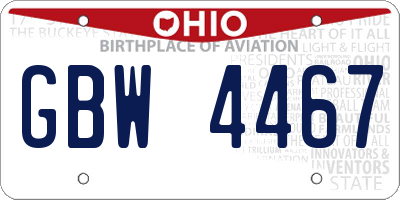 OH license plate GBW4467