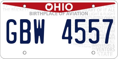 OH license plate GBW4557