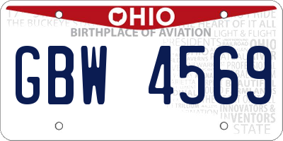 OH license plate GBW4569