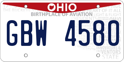 OH license plate GBW4580