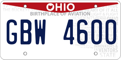 OH license plate GBW4600