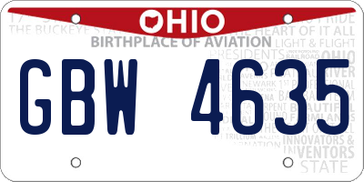 OH license plate GBW4635