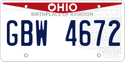 OH license plate GBW4672