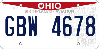 OH license plate GBW4678