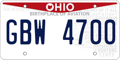 OH license plate GBW4700