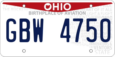 OH license plate GBW4750