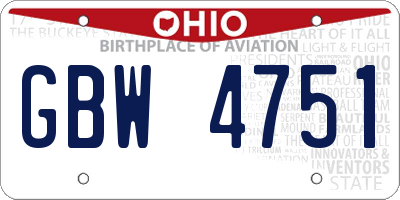 OH license plate GBW4751