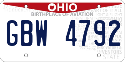 OH license plate GBW4792