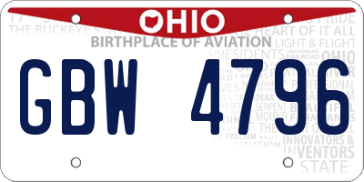 OH license plate GBW4796